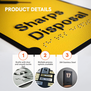 Kelly Custom all'ingrosso piastra porta Braille con Bump Touch segnaletica di guida di bordo di alta illuminazione e Logo speciale segno di Prompt per non vedenti - Product Image 6