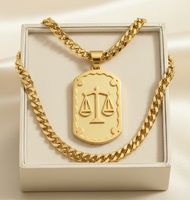 Nouveau design Z H – Pendentif unisexe en laiton plaqué or 24 carats, motif géométrique hip-hop, chaîne cubaine, constellation, équilibre – Cadeau idéal
