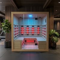Sauna infrarouge moderne en bois massif pour 4 personnes avec panneau de commande informatique pour spa à domicile