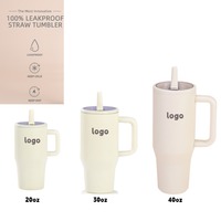 Gobelet isotherme amélioré avec paille rabattable, 20oz, 30oz, 40oz, vente en gros, anti-fuite, personnalisable, tasse de voyage, tasse à café, avec poignée