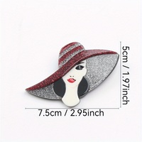 Broche élégante et atmosphérique en acétate d'acrylique avec chapeau à large bord pour femme, cadeau de fête des Mères