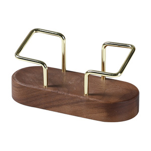 Mystic Arts Wooden Business Card Holder <b>Solid</b> <b>Wood</b> With Metal Frame <b>Desk</b> Organizer For Office Or Gift - Product Image 5