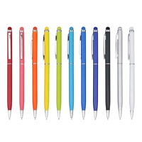 Stylos à bille promotionnels fins en métal noir personnalisés avec logo sur mesure, impression sérigraphique, stylet à séchage rapide pour écran tactile