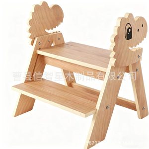 Taburete de madera con forma de dinosaurio para niños, taburete de madera maciza para baño y inodoro, para niños de 2 a 4 años - Product Image 3