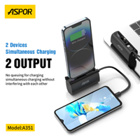 Aspor A352  Power Bank 5000mAh Mini Power Bank intelligent pour utilisation en cas d'urgence avec connecteur Type-C intégré PD20W+QC22.5W