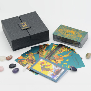 Coffret Cadeau de Luxe : Jeu de Tarot Doré Imperméable avec Cartes <span class=keywords><strong>en</strong></span> Plastique, Sac <span class=keywords><strong>en</strong></span> Velours, Nappe et Pierres de Cristal - Product Image 2
