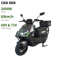 Motocicleta Eléctrica para Adultos, Velocidad de 80 km/h, Scooter Eléctrico de 2000 W, 60 V y 72 V, Venta al por Mayor/CKD/SKD