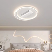 Kipas langit-langit kamar tidur spektrum penuh Tanpa Pisau lampu Led besi putih kipas langit-langit Led dengan pengendali jarak jauh lampu Led