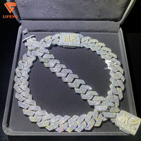 Collier en moissanite VVS personnalisé Lifeng de 24 mm, chaîne cubaine Miami en argent 925 avec diamants pour hommes, chaîne à maillons cubains