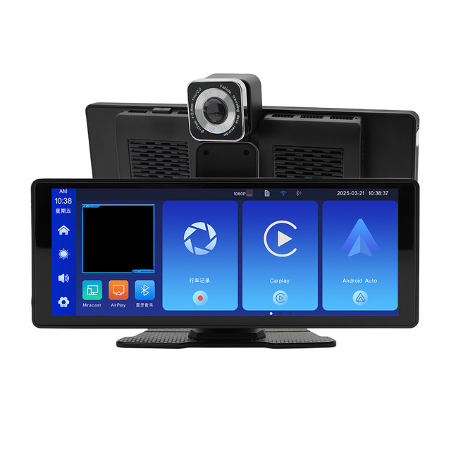 10.26-Inch Portable Wireless CarPlay Android Auto Car Monitor with Dual-Recording Dashcam & Split Screen Navigation