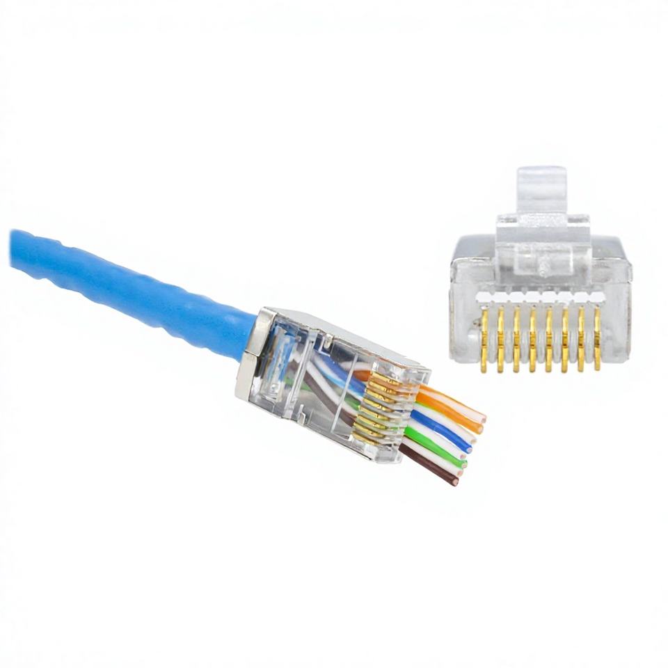 Gold Plated Through Hole FTP RJ45 Cat6 8P8C Modular Plug Pass Through ...