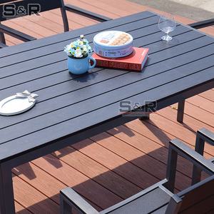 Ensemble <span class=keywords><strong>de</strong></span> salle à manger d'extérieur moderne <span class=keywords><strong>de</strong></span> 9 pièces avec cadre en <span class=keywords><strong>aluminium</strong></span> chaises en bois <span class=keywords><strong>de</strong></span> bouleau imperméable <span class=keywords><strong>et</strong></span> écologique pour patio, <span class=keywords><strong>jardin</strong></span>, chambre <span class=keywords><strong>et</strong></span> hôtel - Product Image 2