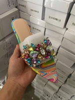 Sandales Plates pour Femmes, Mode d'Été, Grande Taille, Chaussons de Plage, Modèles Assortis, Vente en Gros Usine