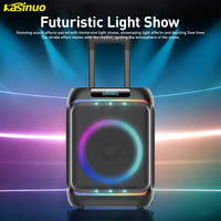 Nuevo altavoz de Karaoke de Woofer portátil de 8 pulgadas, luz LED de discoteca, inalámbrico, BT, gran ordenador recargable para escenario, micrófono para fiestas, potencia de Audio