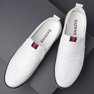Men's Leather Loafers Black Soft Sole Business Casual Shoes Office Wear Flat <b>Heel</b> British Style Dress Shoes - Product Image 3