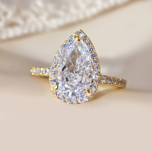 Bague de fiançailles en zircone cubique en forme de poire pour femme, vente en gros de bijoux de mode - Product Image 6