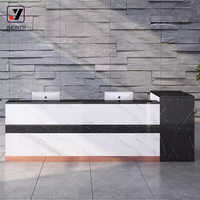 Bureau de réception moderne en bois avec éclairage LED, durable, pour salon, gymnase, école, hôpital, supermarché, spa, hôtel, blanc, garantie de 5 ans