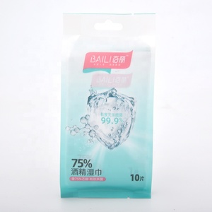 Non-woven 10pcs Single pack disinfectant disposable cleaning 75% Ethanol tissue paper <span class=keywords><strong>alcohol</strong></span> wet wipes - Product Image 1