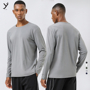 Camiseta de gimnasio de secado rápido con logotipo personalizado al por mayor, ropa de entrenamiento de alta calidad para hombre, camiseta de manga larga para gimnasio para hombre - Product Image 1