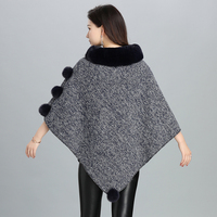 Vente en gros 2024 dernières dames fausse fourrure pull Cape haute qualité hiver chaud plaine femmes fourrure Poncho