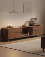Meuble TV en bois massif écologique et durable avec étagères réglables, console multimédia moderne pour salon, chambre, appartement 120-200 cm