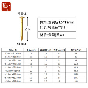 Chengyu Copper <b>Nails</b> Round Head <b>Brass</b> Long Antique Style Furniture Hardware New Chinese Design Durable - Product Image 5