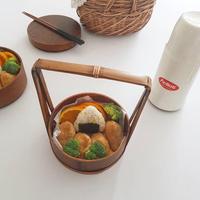 Boîte à lunch en bois de conception circulaire de qualité supérieure Récipient alimentaire écologique avec poignée en bois confortable largement utilisé