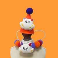 Ensemble collier et chapeau pompon pour animaux de compagnie Halloween – Décoration citrouille et fantôme pour chats et chiens – Accessoires de costume de fête