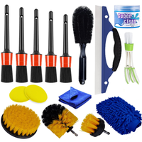 Spazzole per pulizia automatica 16 pezzi spazzole per dettagli automatici Kit di spazzole per autolavaggio per la pulizia di ruote/interni automatici