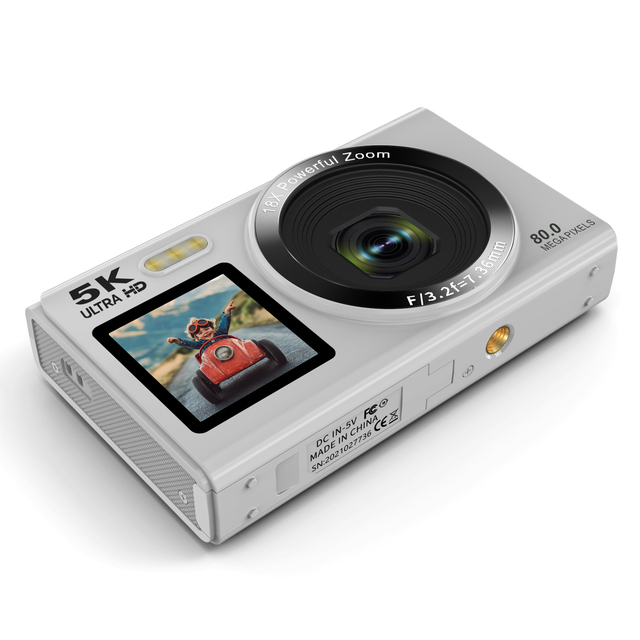 Dual Screen 5K Digital Camera with Fill Light 18X Digital Zoom WiFi Selfie Vlogging Camera