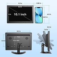 Moniteur de sécurité Eyoyo 10,1 pouces brillant 16:9, résolution 1366x768, prenant en charge les entrées /VGA/AV/BNC/USB, haut-parleurs intégrés