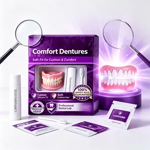 Prothèses dentaires supérieures et inférieures en silicone moulable, ajustement doux et confortable, ensemble de dents artificielles, sourire naturel, confiance, aucune colle requise, soins bucco-dentaires - Product Image 1