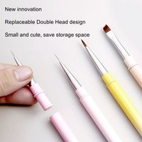 Pinceau de manucure UV en gel de haute qualité à double embout avec manche métallique, outil de peinture et de dessin, pinceaux à dégradé de couleurs, pointe de stylo remplaçable