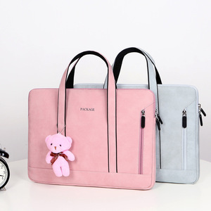 Tùy Chỉnh Mới Không Thấm Nước Dễ Thương Kẹo Màu Hồng Womens 13 Inch Máy Tính Xách Tay Tay Da PU Máy Tính Xách Tay Túi Cô Gái Máy Tính Xách Tay Sleeve Trường Hợp Cho Phụ Nữ - Product Image 2