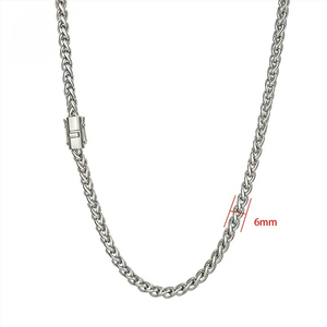 Großhandel Edelstahl Franco-Ketten-Halskette für Männer 6mm Silberbeschichtet Hip-Hop-Schmuck mit Sicherheitsverschluss - Product Image 5