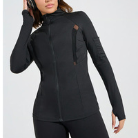 Veste de course respirante imprimée pour femmes, automne, entraînement athlétique, détail en maille de haute qualité, manches longues, poche, fermeture éclair