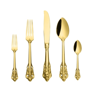 La mejor venta de vajilla chapada en oro real, juegos de regalos, juego de cubiertos de acero inoxidable, juegos de cubiertos de boda - Product Image 1