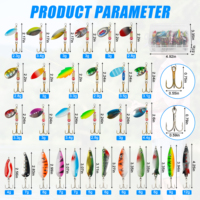 Ensemble de 30 leurres de pêche : Spinners, leurres cuillères, crankbaits, leurres durs en métal pour la pêche au bar, au brochet, à la truite, au saumon, au walleye et à la perche