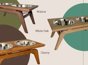 Mangkuk anjing kayu tinggi Modern abad pertengahan dengan mangkuk baja tahan karat tempat makan hewan peliharaan kayu Naik dapat disesuaikan - Product Image 5