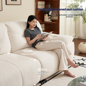 Cream Style Chenille Fabric Sofa, Modern Minimalist Straight Row Designer Leisure Sofa for Home Living Room - Product Image 2