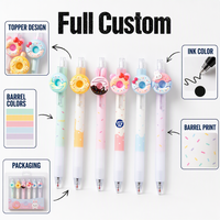 Ensemble de stylos gel mignons en forme de beignets, stylos à bille à clic Kawaii, papeterie fantaisie, cadeau, logo personnalisé, école, bureau