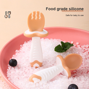 ช้อนส้อมและส้อมช้อนป้อนอาหารซิลิโคนสำหรับเด็กปลอดภัยและเป็นมิตรช้อนฝึกอบรมการให้อาหารทารก - Product Image 2