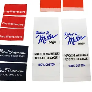 Etichette per la cura del raso nero dell'abbigliamento con Logo stampato personalizzato etichette con istruzioni di lavaggio