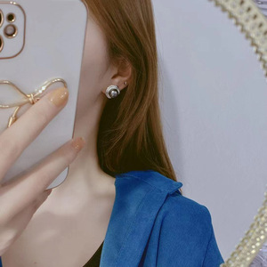 Pendientes de Perlas DIY S925 Blancas con Soporte Hueco para Disimular Orejas, con Cuentas Redondas de 10-11 mm, Accesorio de Moda 2021 - Product Image 3