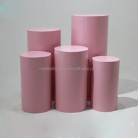 Présentoir de table à gâteaux blanc pour accessoires de mariage piédestal à gâteau cubique rond en métal blanc pour décoration de fond de scène d'événements de fête
