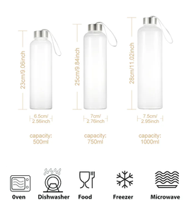Bouteille de boisson en verre Borosilicate transparent écologique avec couvercle en acier inoxydable étanche pour réfrigérateur à jus - Product Image 2
