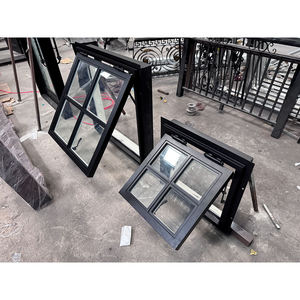 <span class=keywords><strong>Finestre</strong></span> a griglia in acciaio bicolore stile retrò personalizzate con vetri doppi e <span class=keywords><strong>griglie</strong></span> in ferro battuto per applicazioni esterne, apertura fissa - Product Image 1