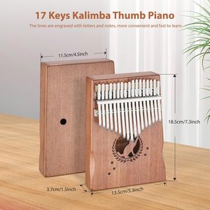 Kalimba LEKATO de 17 Teclas, Piano de Pulgar Portátil de Madera Maciza, Mbira, Juego de Piano de Dedos para Principiantes con Martillo de Afinación y Libro de Música en Clave de Do - Product Image 4
