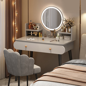 Table de toilette à manger pour adultes et adolescents <span class=keywords><strong>avec</strong></span> grand rangement, miroir de bureau en bois pour la <span class=keywords><strong>chambre</strong></span> à coucher. - Product Image 1