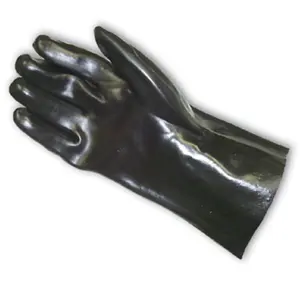Black color low MOQ PVC coated gloves safety and not easy to get dirty